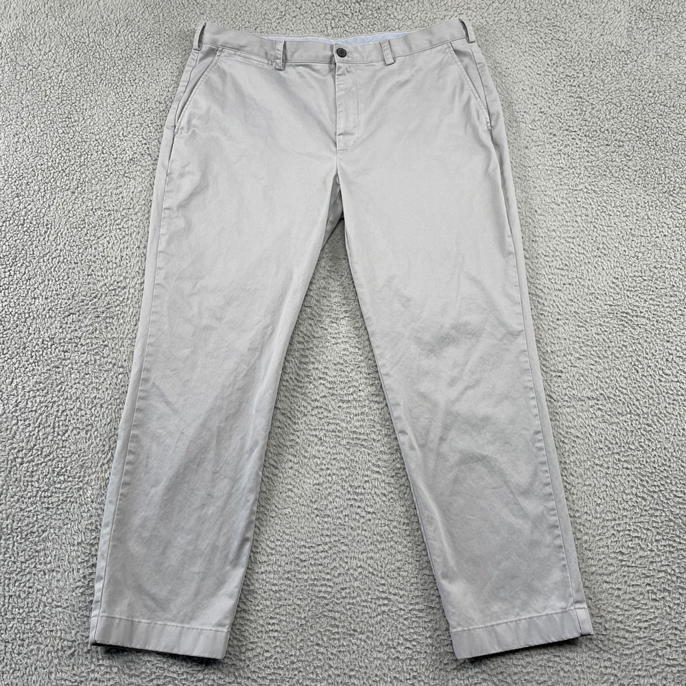 Brooks Brothers Chinos Mens 40x30 Gray Clark Fit Advantage Chino Stretch Cotton